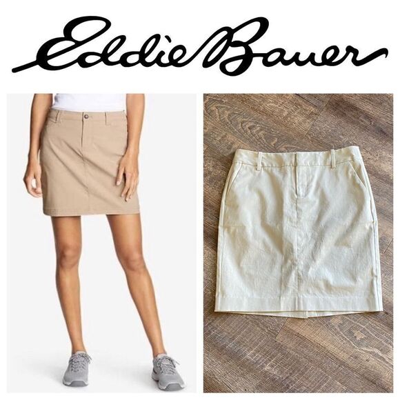 Eddie Bauer Skirt Khaki Tan Business Casual 2 Preppy - Picture 1 of 14